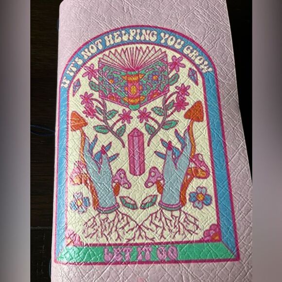 Pink With Hand Crystals & Quote Faux Leather Reusable Travelers Notebook 8x4.5” - Picture 3 of 9